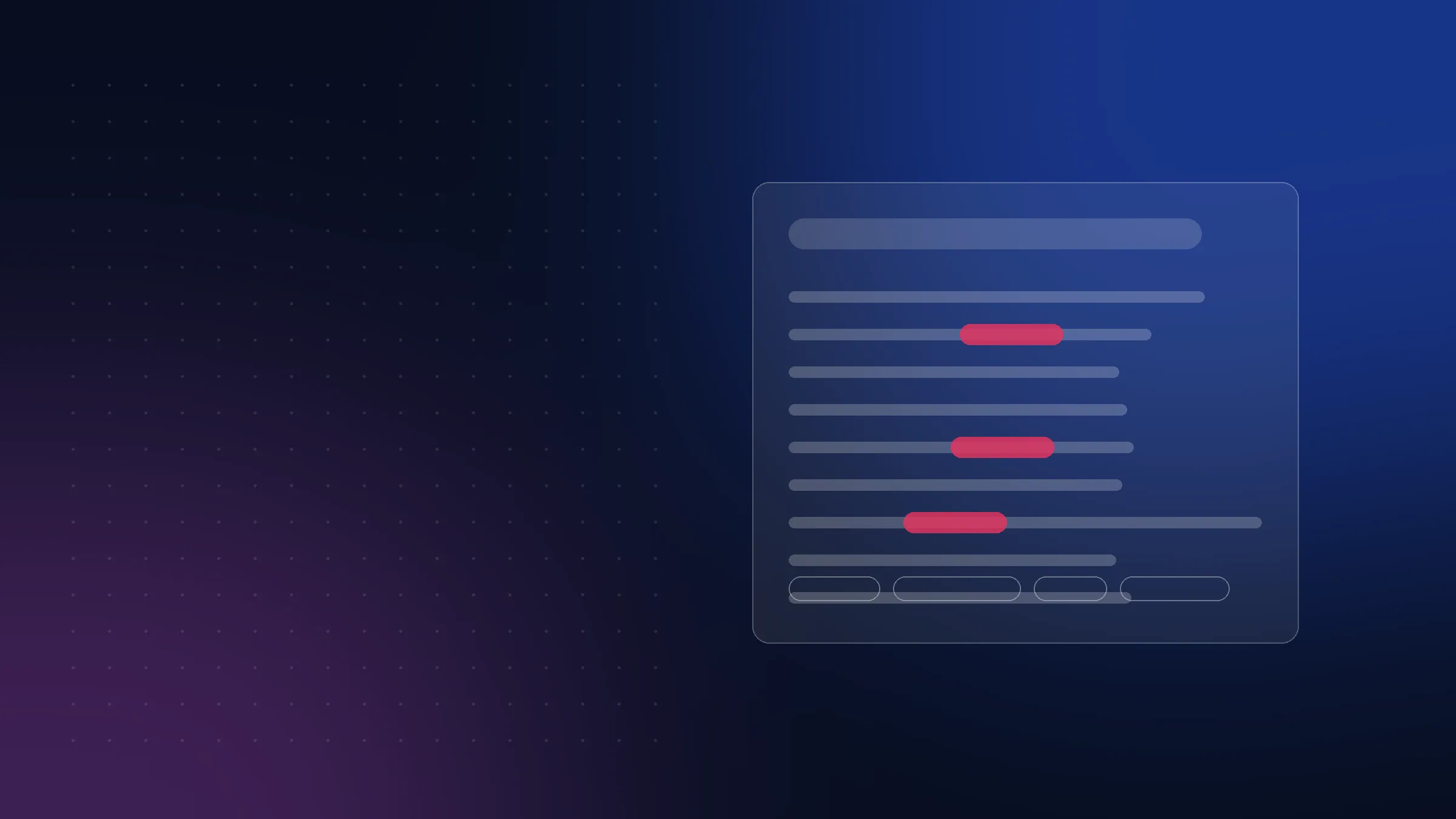 Abstract AI answer card on a navy background, lines of generated text with three highlighted citations, illustrating a brand being named inside an AI-generated answer